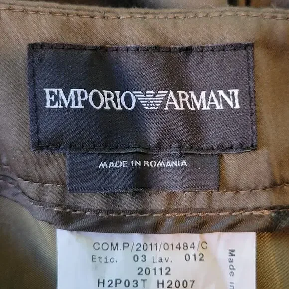 Emporio Armani Women’s Silk Blend Pleated Wide Leg Pants 46 (US 12) Brown Italy - Picture 3 of 11